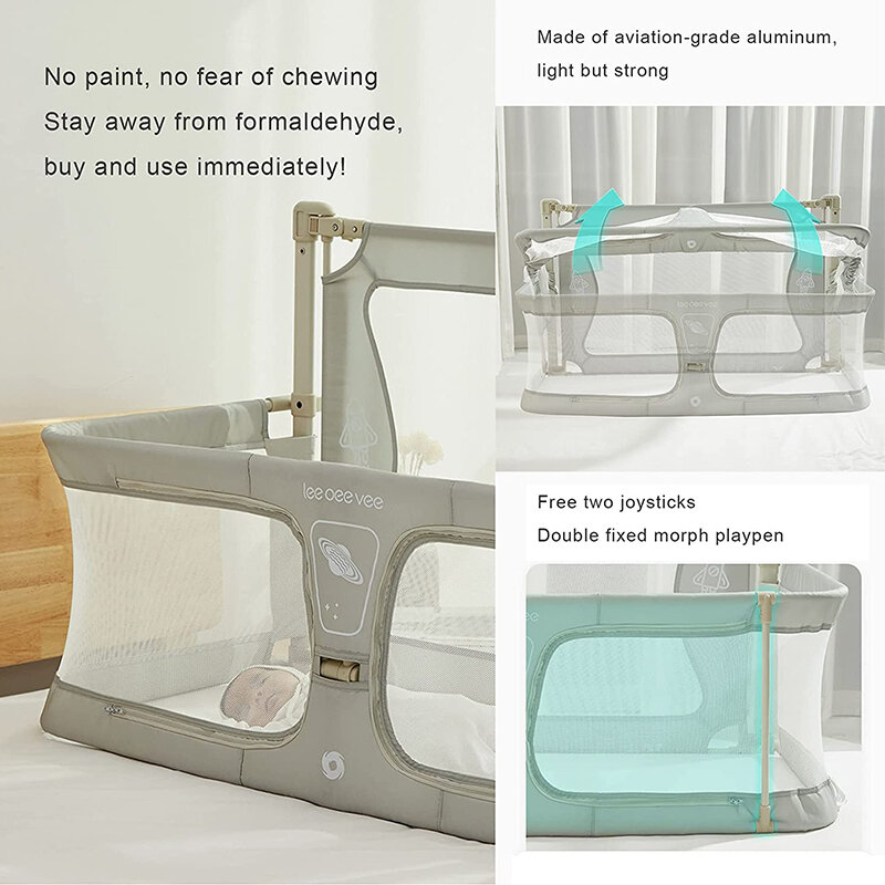Eenvoudige En Lichtgewicht Babybedje Dual-Gebruik Comfortabele Peuter Baby Bed Binnen Bed Veiligheid Bescherming Gemakkelijk Te Installeren Nachtkastje wieg