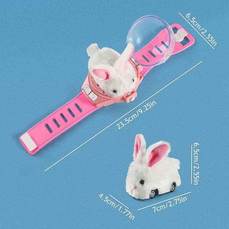 Mini Watch Rc Car Toy 2.4 Ghz Electric Car Watch Toy Plush Bunny Detachable USB Charging RC Car With Taillights For Children