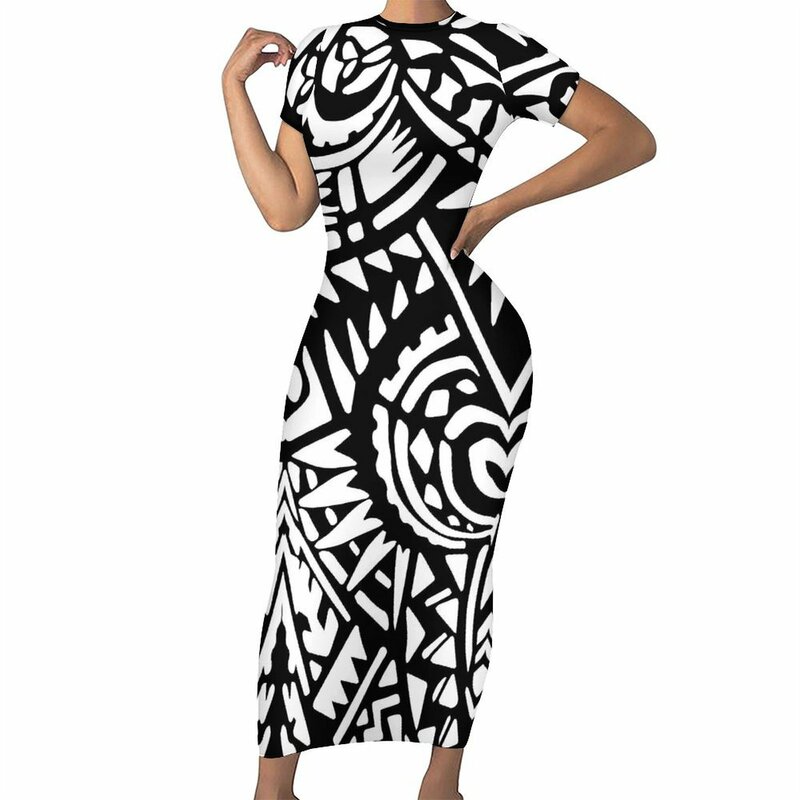 Odzież na wyspie hawajskiej Samoa damska sukienka damska Slim Maxi sukienka z charakterem wysokiej jakości letnie sukienka z krótkim rękawem