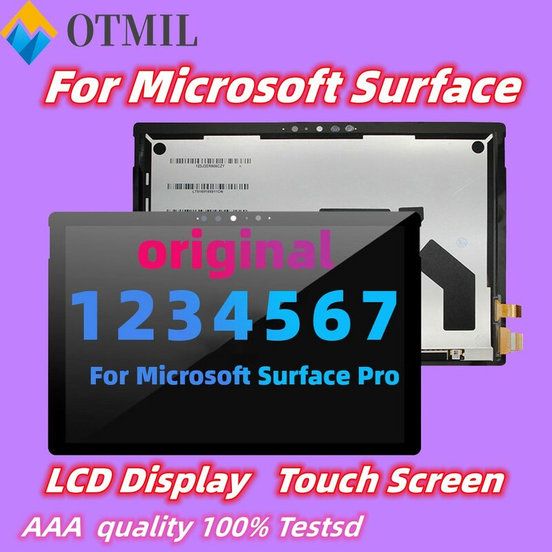 Pantalla LCD de prueba 100% para Microsoft Surface Pro 1, 3, 4, 5, 6, 7, montaje de digitalizador con pantalla táctil 1866, 1807, 1796, 1724, 16311514