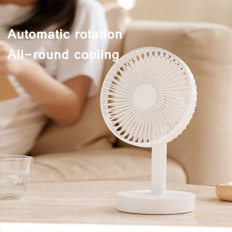 Ventilador de mesa recarregável pequeno portátil aparelhos de ar condicionado rotação automática 3-velocidade vento silencioso para escritório em casa