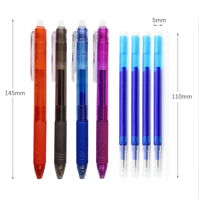 6PCS/lot 0.5mm Erasable Ballpoint Pen Set Washable Handle Magic Ink Erasable Refill Rod for School Office Student Writing Tools