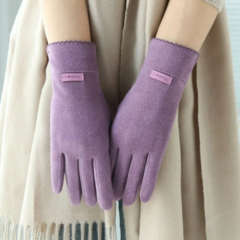 Женские перчатки для сенсорного экрана, новые женские модные зимние варежки, теплые перчатки на весь палец
