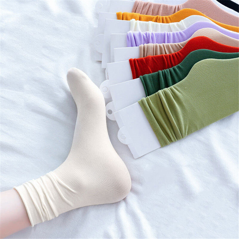 Calcetines holgados finos de terciopelo para mujer y niña, medias largas transpirables suaves de Color sólido, negro, blanco, caqui, Beige, Harajuku