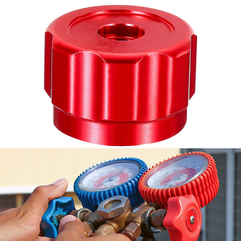 Round Wheel Handle Faucet Handles Manifold Gauges Knob Aluminum Alloy Red HVAC Air Conditioner Accessories