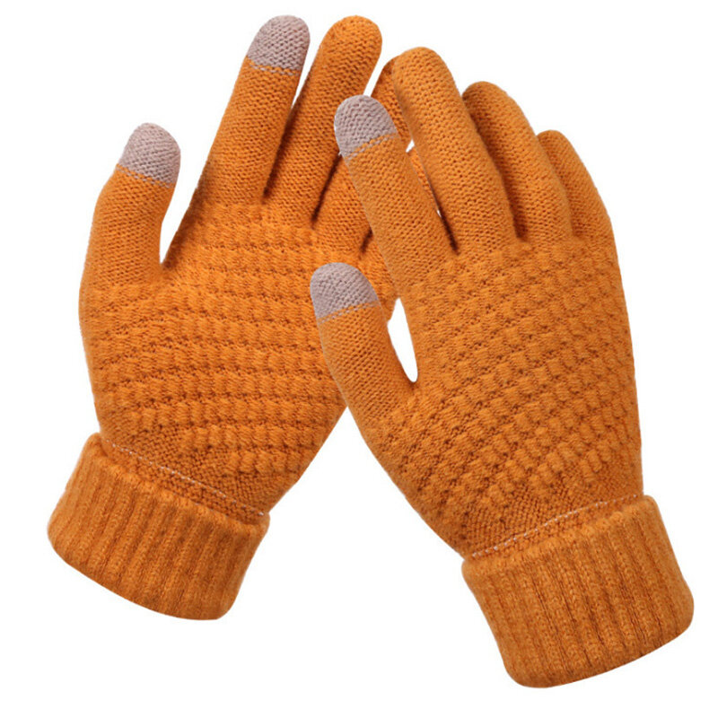 Mode Kaschmir Frauen Männer Winter Kaschmir Kälteschutz Doppels chicht Verdickung warme Touchscreen gestrickte Woll handschuhe