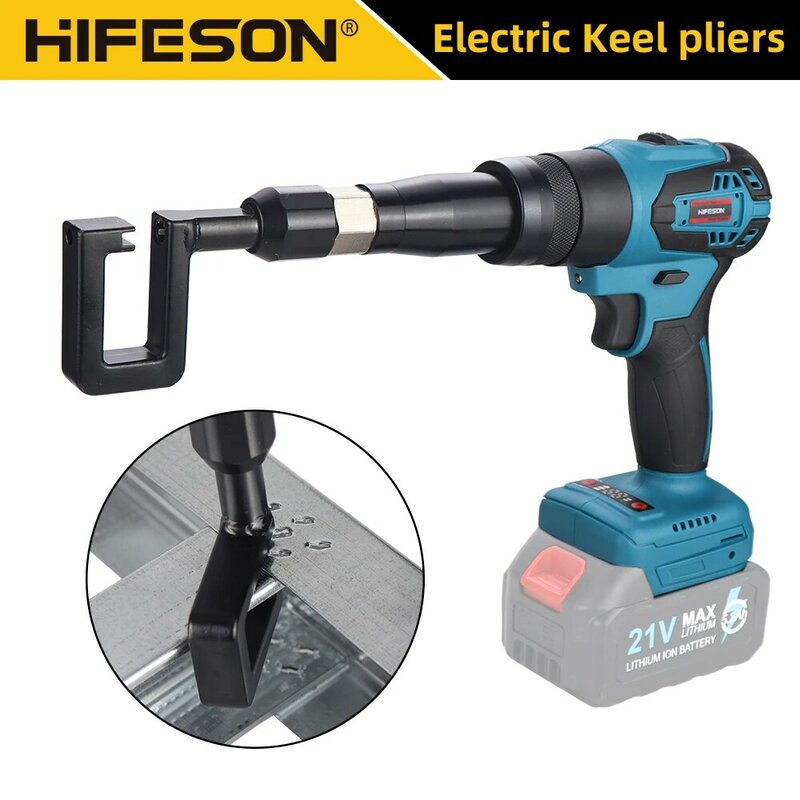 HIFESON Electric Keel Pliers No Nails Riveter No Battery Aluminum Crimping Tool Without Rivets For 21V 26V Makita battery