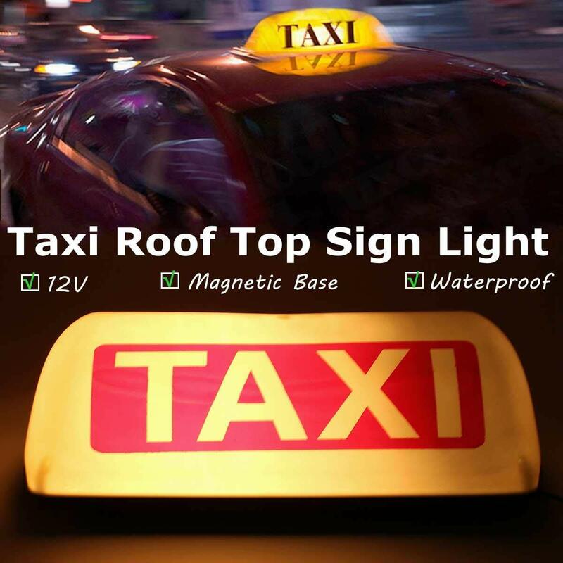 Lampu LED sinyal taksi putih, 12V tanda atas tahan air magnetik