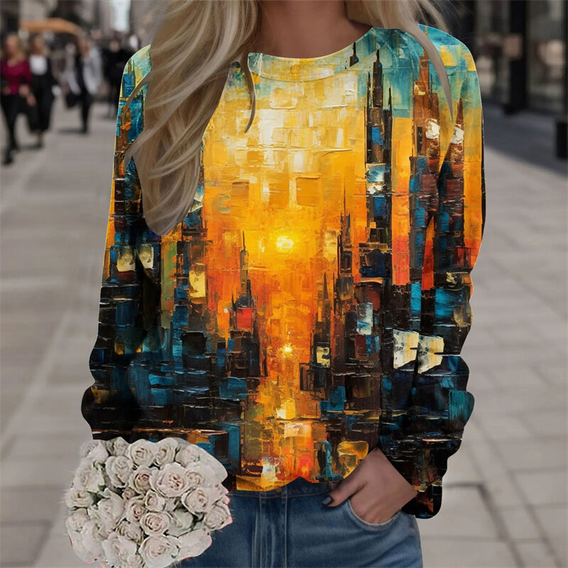 Свитшот женский с 3D принтом, модная уличная одежда с цветными цветами, пуловеры в винтажном стиле, смешная одежда унисекс, Y2k, зимний топ для девочек
