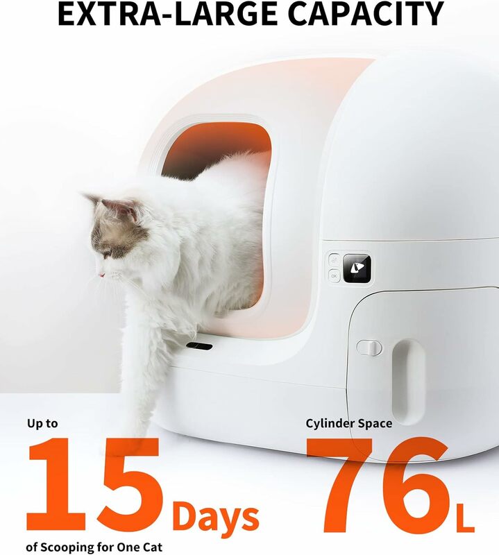 Self Cleaning Cat Litter Box, PuraMax Cat Litter Box for Multiple Cats, App Control/xSecure