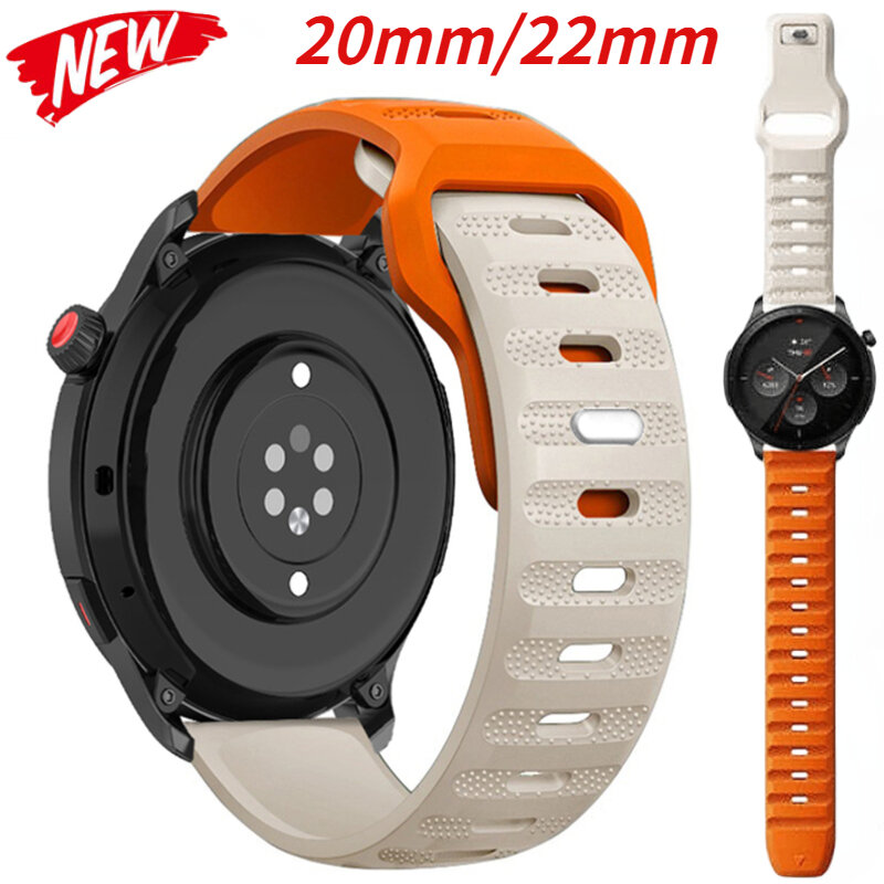 Ремешок силиконовый для Huawei Watch 4/3/GT3-2 Pro Amazfit GTR 4/GTS 4, мягкий воздухопроницаемый браслет для Samsung Galaxy Watch 6/5/4, 22 мм 20 мм