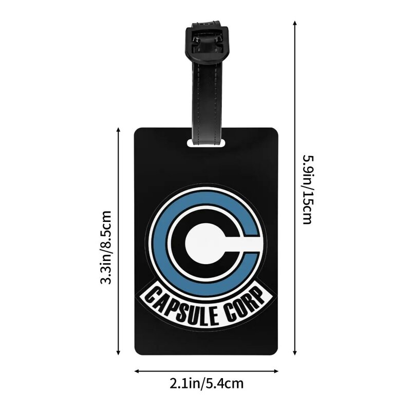 Label bagasi kustom Capsule Corp dengan kartu nama penutup privasi Label ID untuk koper tas bepergian