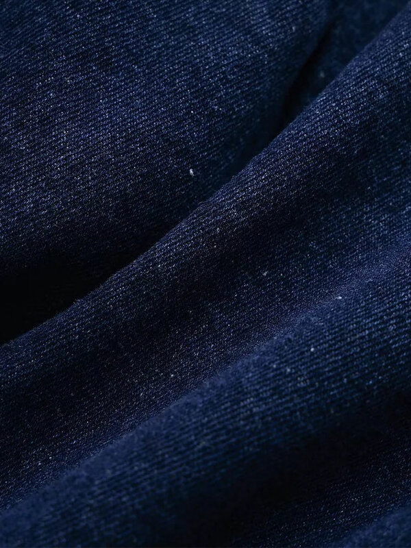 Женский комплект из 2 предметов, короткий облегающий джинсовый топ с декоративным карманом и откидным воротником и асимметричная джинсовая юбка, TRAF, 2024