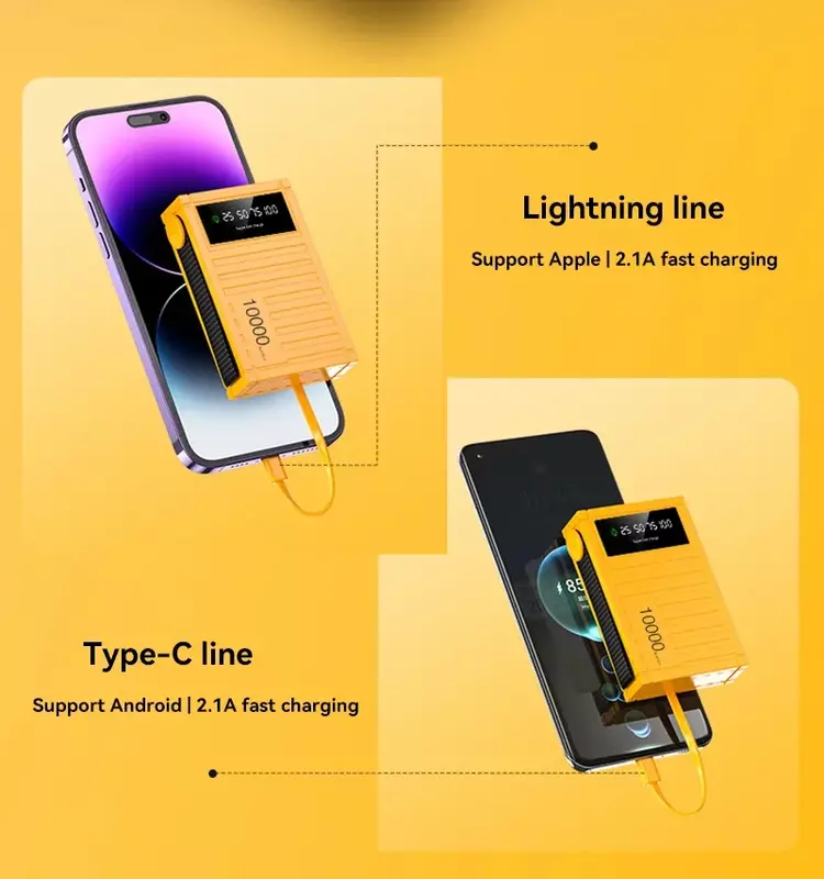 30000mAh Power Bank 22.5W Mini Built-in Line Container Charger Powerbank For iPhone Samsung Huawei Xiaomi Fast Charging 2024