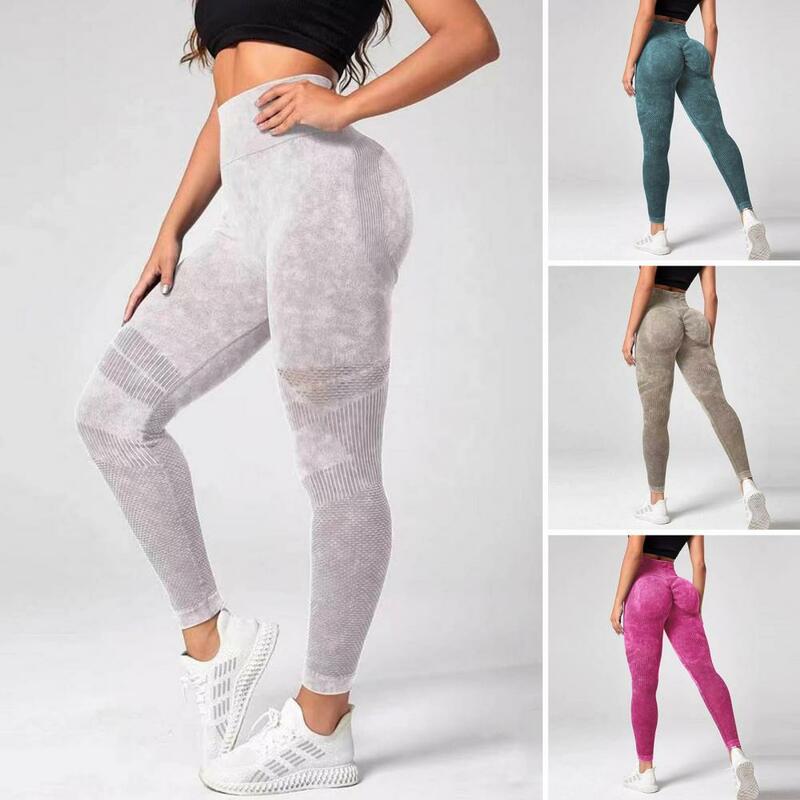 Women Yoga Pants Tie Dye Print Yoga Leggings with Tummy Control High Waist Thick Running Pants for Women with Pockets Workout