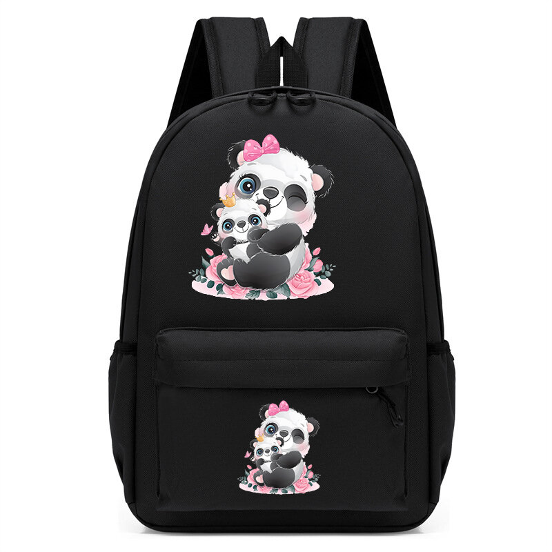 Mochila con estampado Floral de Panda para niños, morral escolar para guardería, mochilas para estudiantes, nueva moda
