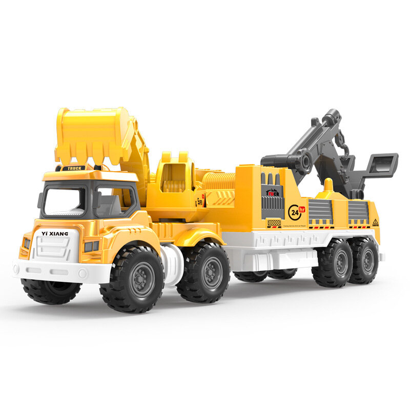 Simulation Alloy Inertial Excavation Rescue Vehicle Trailer Model Children's Toy Birthday Gift B216