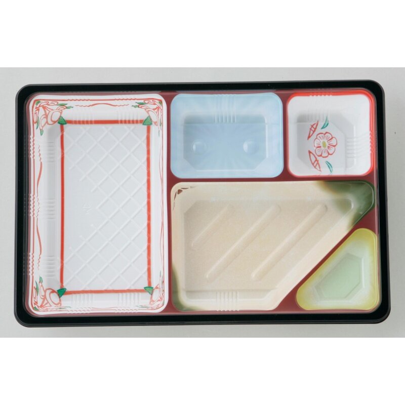 Boîte à déjeuner bento en plastique, produit personnalisé, jetable, couleur, emballage alimentaire, fabricant japonais, 5 compartiments, restaunrat, livraison à emporter