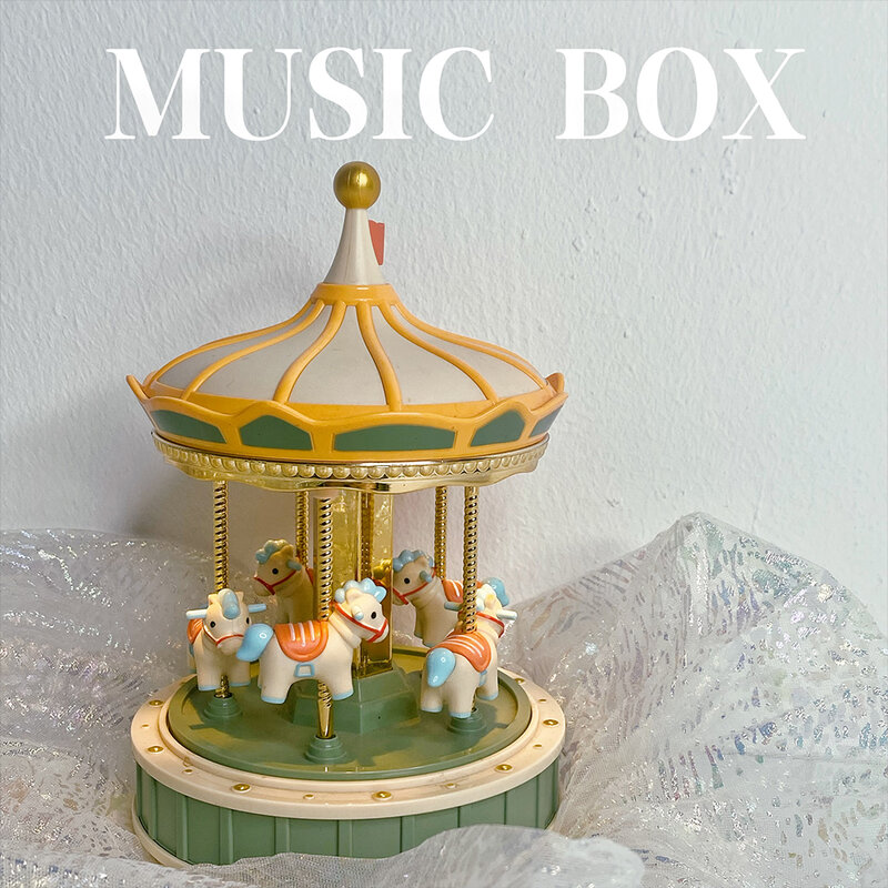 5ม้าหมุน Luxury Carousel Theme กล่องดนตรีไฟแอลอีดีส่องสว่างหมุนโรแมนติก Octavo สำหรับเด็กวันเกิดคริสต์มาสของขวัญ