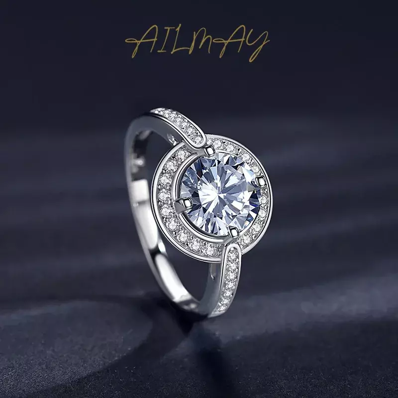 Nowy pierścionek ze srebra próby S925 dla kobiet, europejskich i amerykańskich luksusowych InlayCircular3-caratSimulatedDiamond transgranicznych