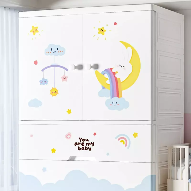 Cute Shelf Wardrobes Closet for Kids Bedroom, Baby Storage, Organizer Hangers, Dressers, Modern Furniture, CY50CW