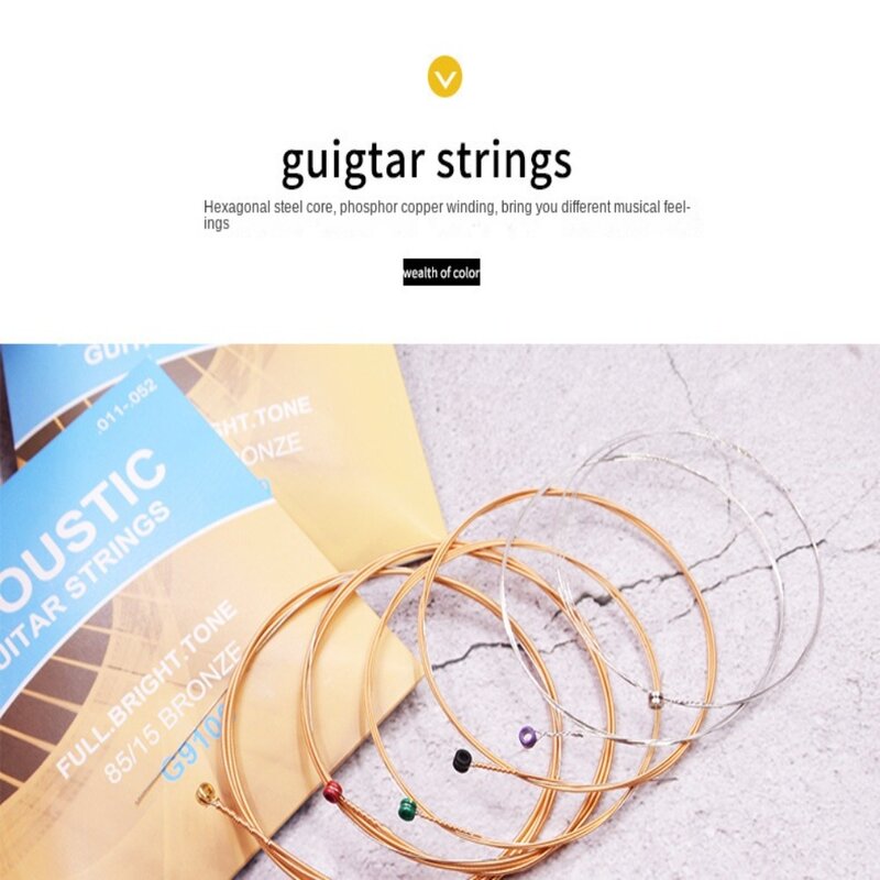Cordas de guitarra elétrica Gtsmt, G9100, 6 cordas, Bronze liso completo, guitarra popular, 1 conjunto
