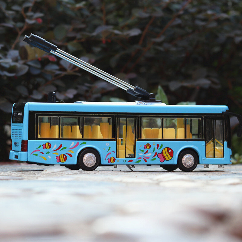 20.5 سنتيمتر حماية البيئة troleybus 1/36 مقياس سيارات لعبة سبيكة معدنية التراجع Diecasts المركبات نموذج لعب للأطفال الأطفال