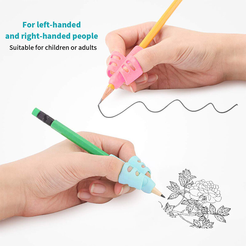 Pemegang pensil untuk anak, 5 buah alat bantu tulis pelatih, pegangan pena latihan ergonomis, alat koreksi postur untuk anak-anak