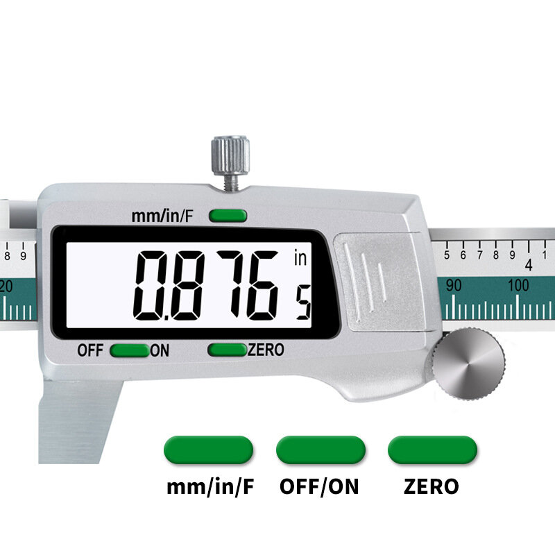 ET50 Green Spelling Stainless Steel Vernier Calipers with Fractions with Metal Digital Mixed Score Display