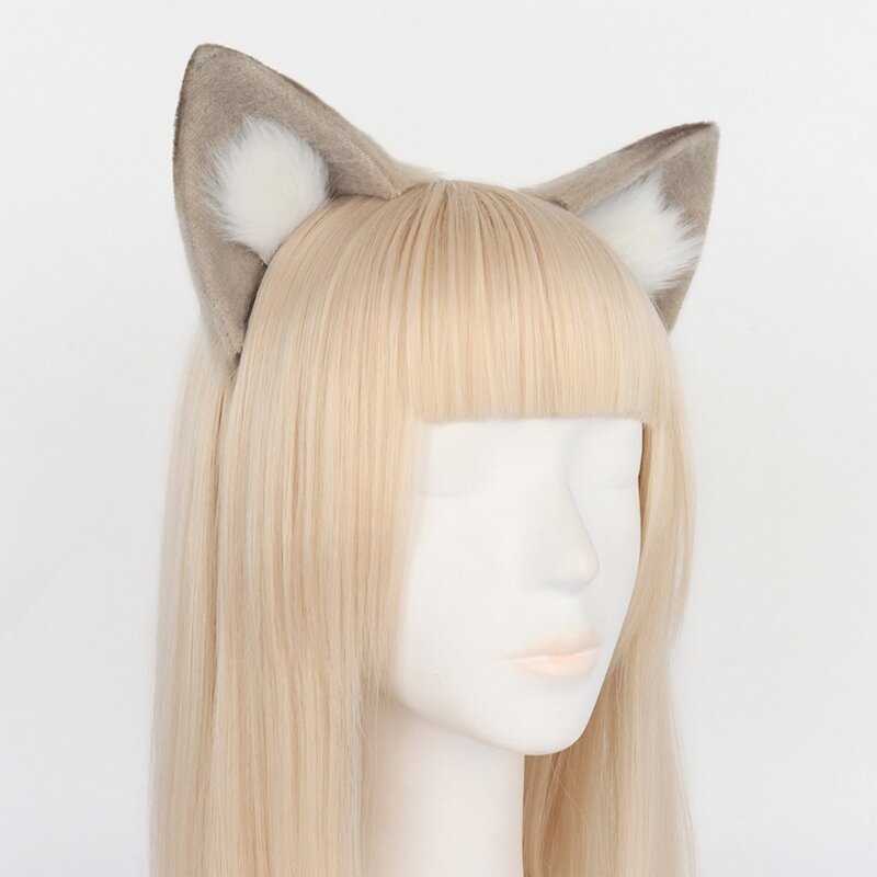 Cat Ear Clips and Tail Set Animal Ear Hair Clip with Tail Halloween Costume