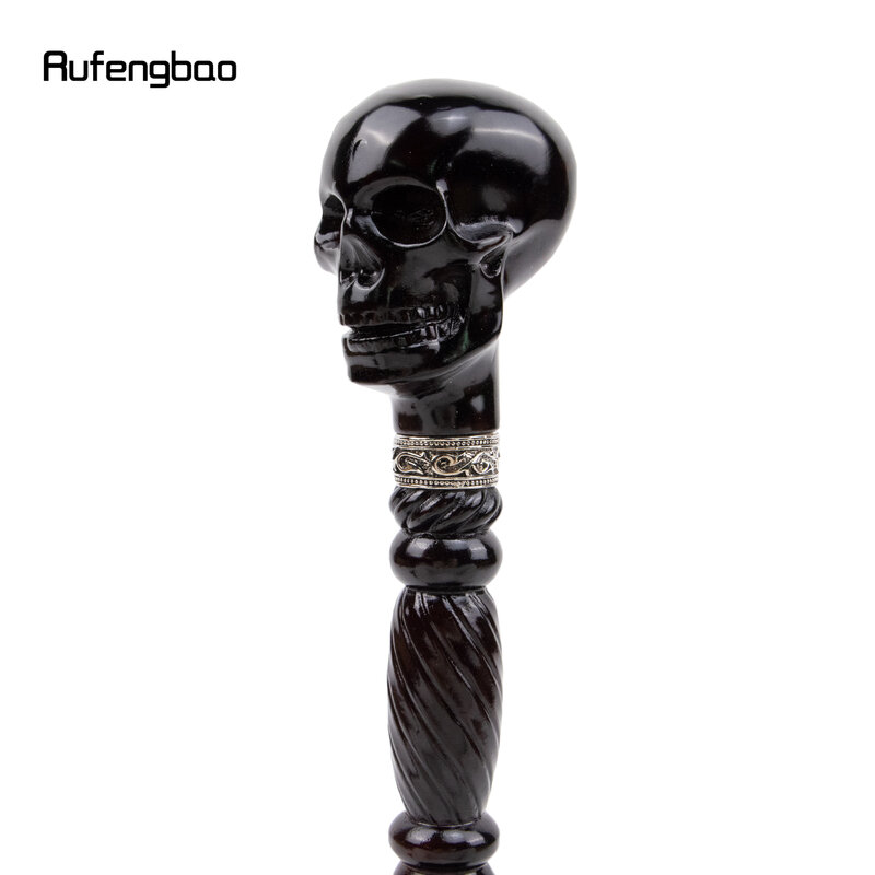 Czarna kreatywna diabelska czaszka drewniana modna kijki trekkingowe ozdobna z drewna laska buławy Halloween pastorał 93cm