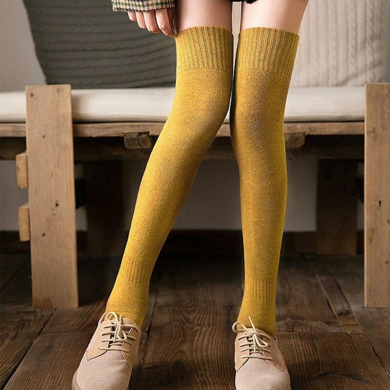 Cotton Knee-high Socks Women Fashion Casual Solid Color Stockings JK Korean Style Lolita Ladies Girls Warm Knee Y2K Socks