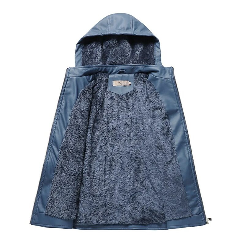따뜻한 PU 가죽 후드 숏 자켓 아우터 웨어 여성용, 캐주얼 양털 코트 가을 겨울 의류