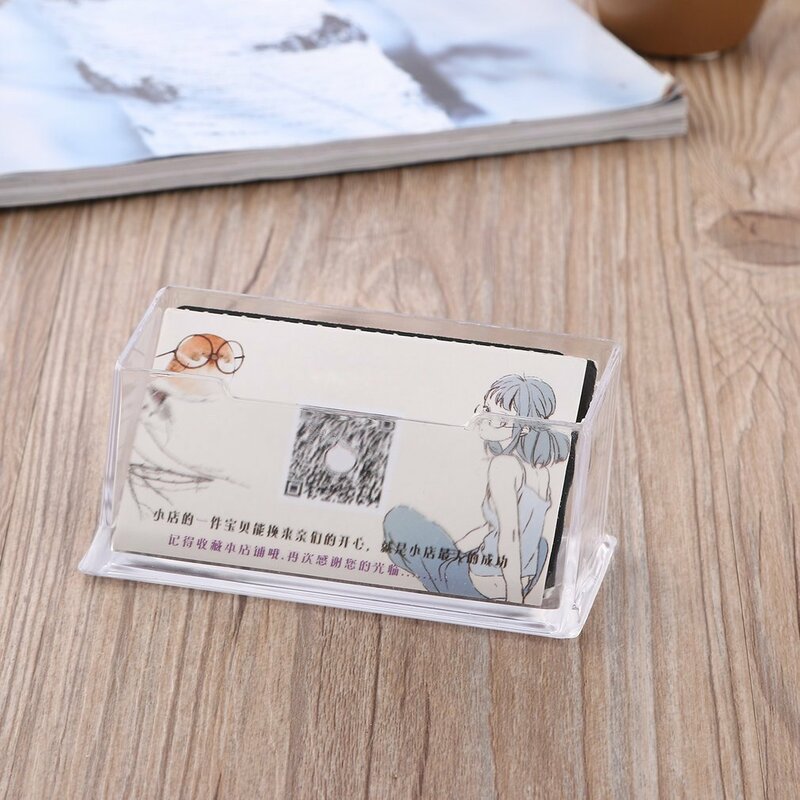 Porte-cartes de visite en PMMA transparent en acrylique, présentoir de bureau, seau de bureau, porte-cartes de visite, boîte d'étagère de bureau