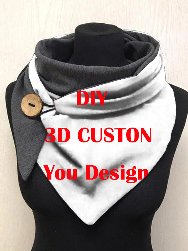MCDV syal dan syal kasual motif 3D, syal kasual bulu hangat desain kustom DIY untuk wanita