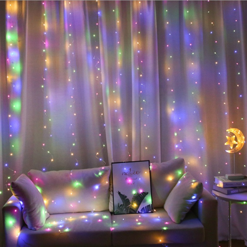 LED janela cortina guirlanda com controle remoto, luzes usb corda, festão de fadas, ano novo, decorações de natal para casa, quarto, 3m
