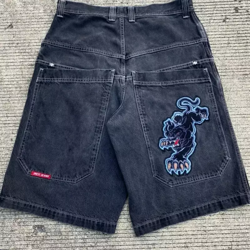 JNCO-pantalones vaqueros holgados Y2K para hombre y mujer, ropa de calle con bordado gótico, estilo Hip Hop, Vintage, Harajuku, baloncesto, novedad de verano