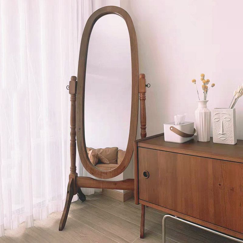 Espelho de corpo inteiro vintage para meninas, espelho estético francês, espelho extragrande para decoração de sala, qualidade