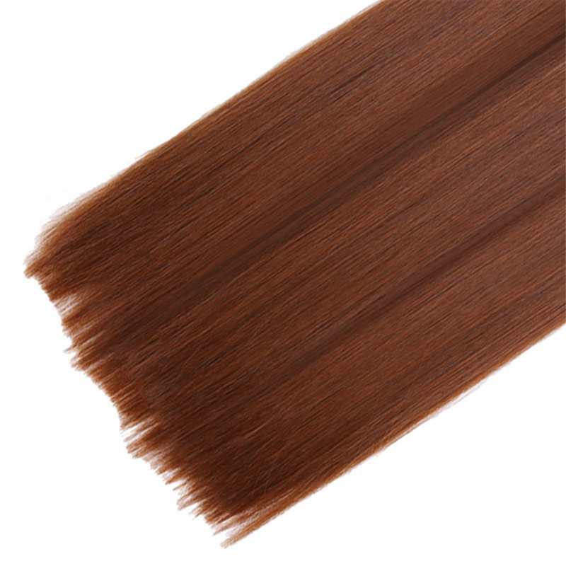 女性のための滑らかなかつらセット,長い髪,自然な髪,茶色,耐熱性,55cm