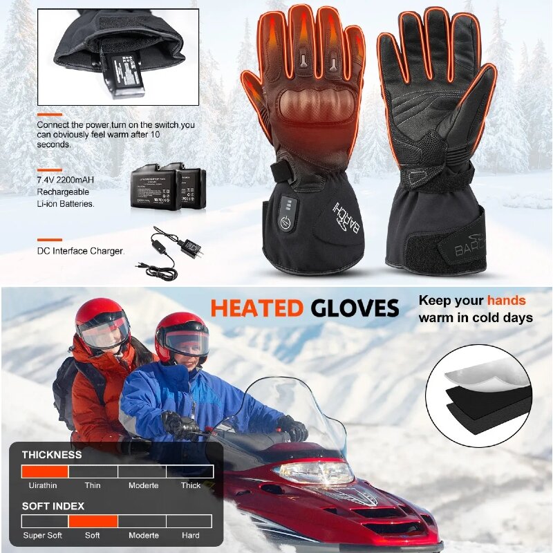 Велосипедные перчатки с электрическим подогревом DAYWOLF, зимние сохраняющие тепло, для уличного спорта, водонепроницаемые, ветрозащитные, антифриз, 3 уровня
