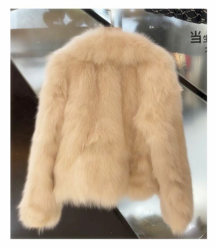 Casaco de pele de raposa curto feminino, fino e versátil, casual e solto, grosso e quente, casaco de pele feminino, estilo coreano, inverno, novo