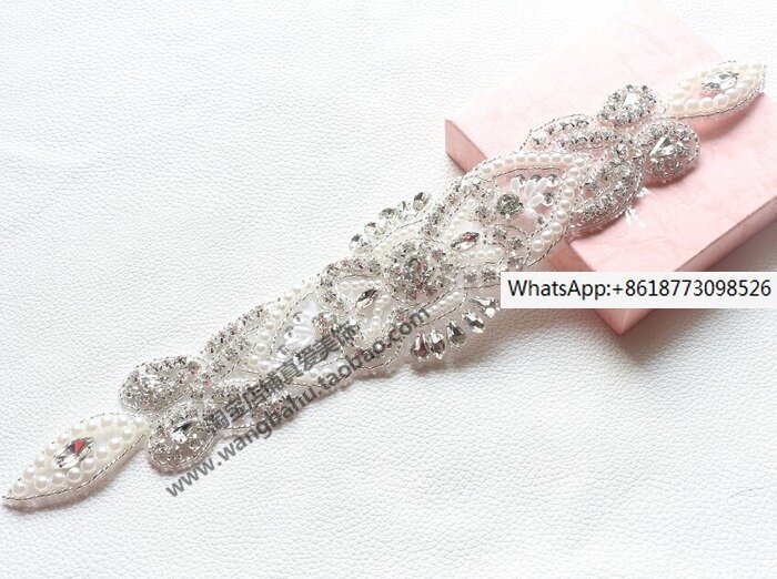 Gaun pengantin dengan ikat pinggang, Gaun bahan berlian air DIY dekorasi pinggang manik-manik perhiasan dan Berlian
