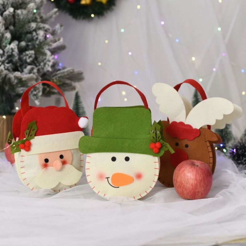 Sac en feutre de laine pour enfants avec poignée, ornement d'arbre, cadeaux de Noël, sac fourre-tout, poudres cadeaux, sac à bonbons