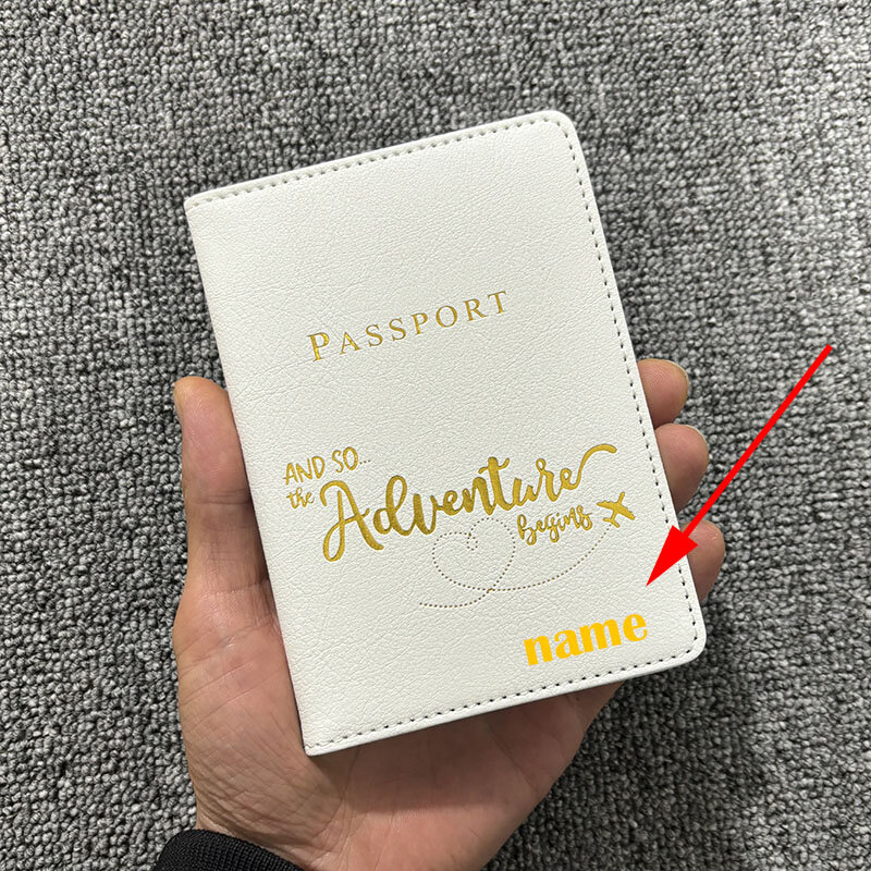 Benutzer definierte Goldfarbe Name auf Pass hülle Abenteuer Reise Brieftasche anpassbare Name Pass Inhaber ID Visitenkarte Inhaber Fall