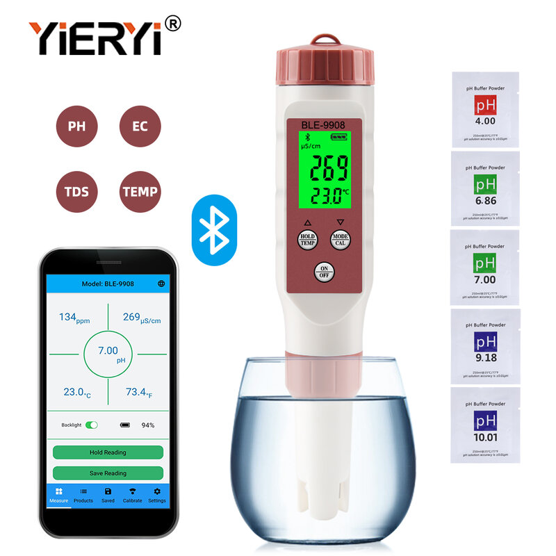 Yieryi nuovo misuratore di PH TDS PH/TDS/EC/misuratore di temperatura Tester digitale per Monitor della qualità dell'acqua per piscine, acqua potabile, acquari