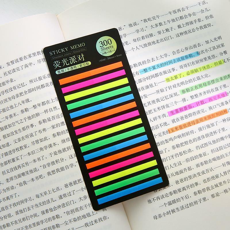 Rainbow Color Index Memo Pad, Sticky Notes, papel autocolante, Notepad, Bookmark, Material Escolar, Papelaria Kawaii, 300 Folhas
