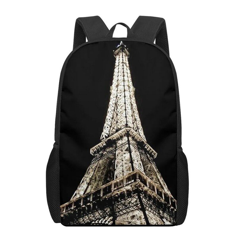 Eiffel Tower 3D Print Book Bags Back to School Bag Set for Boys Girls Kids Backpack Stylish Elementary Children Backpacks Bagpac