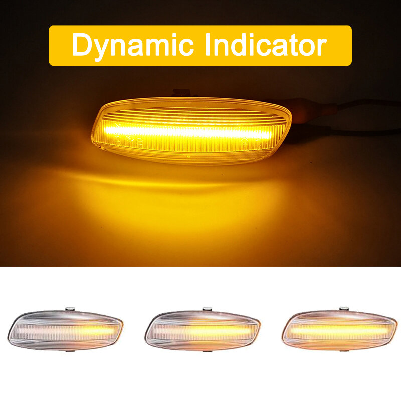 12V Clear Lens LED แบบไดนามิกภายใต้กระจกด้านข้าง Marker โคมไฟสำหรับ Citroen C3 C4 C5 DS3 DS4ลำดับ Blinker เลี้ยวไฟสัญญาณ