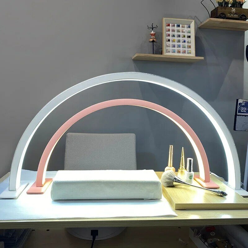 Darmowa własne Logo lampa Half Moon do salonu pielęgnacja paznokci lampa LED do przedłużania rzęs do brwi lampa do Manicure lampa artystyczna do paznokci