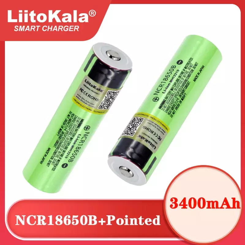 Liitokala-batería recargable de litio NCR18650B, 3,7 v, 3400mAh, 18650, con puntiagudas (sin PCB)
